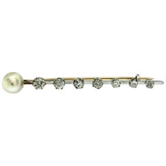 1930s Diamond Natural Pearl Platinum Brooch