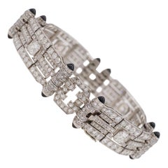1930s Diamond, Platinum an Black Onyx Bracelet / Choker with French Assay Mark