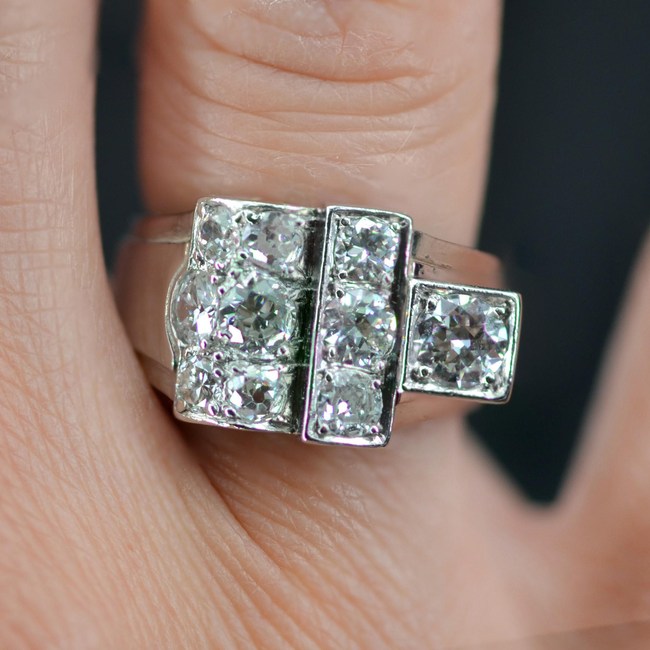 1930s Diamond Platinum Art Deco Signet Ring For Sale 4