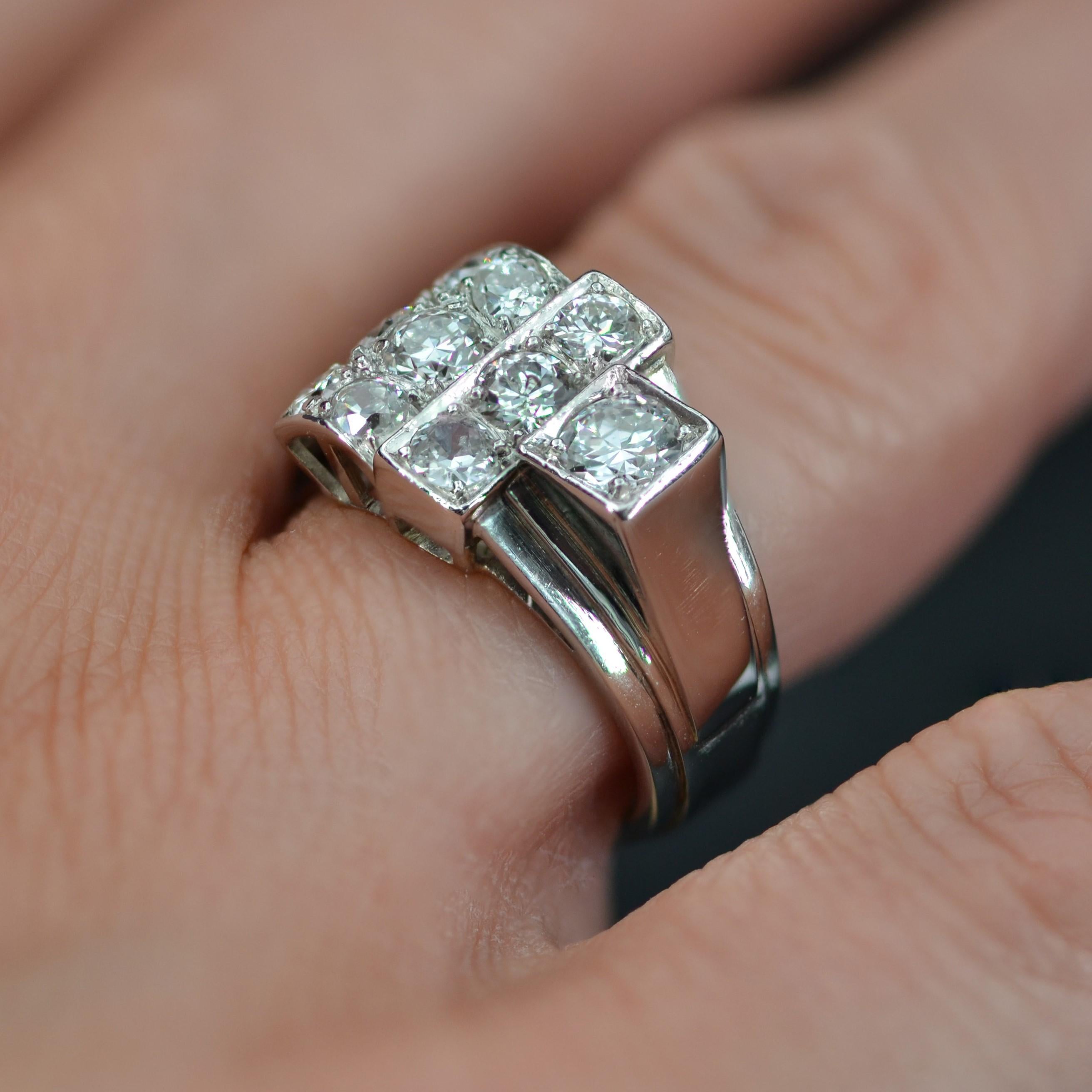 1930s Diamond Platinum Art Deco Signet Ring For Sale 7