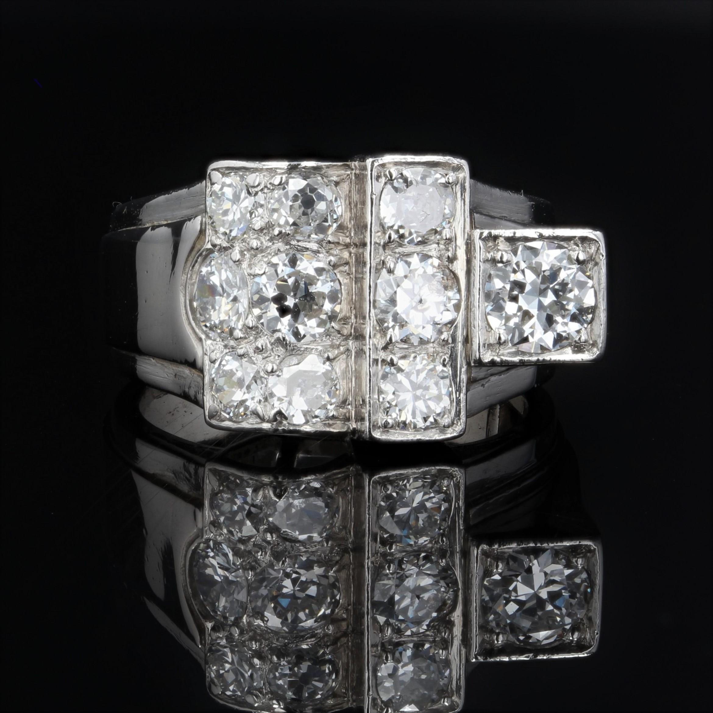 1930er Jahre Diamant Platin Art Deco Siegelring (Art déco) im Angebot