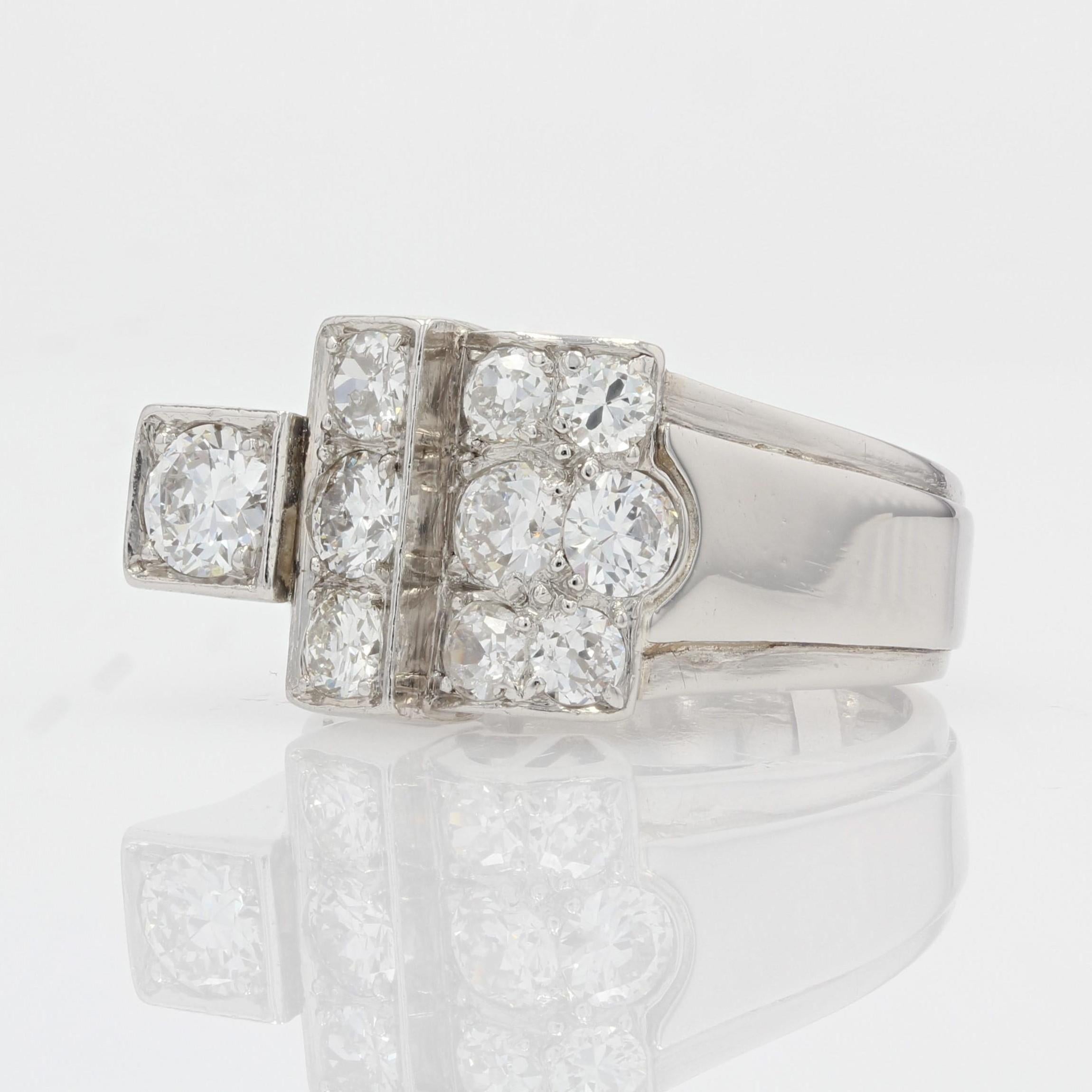 1930s Diamond Platinum Art Deco Signet Ring For Sale 1