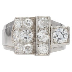 Vintage 1930s Diamond Platinum Art Deco Signet Ring