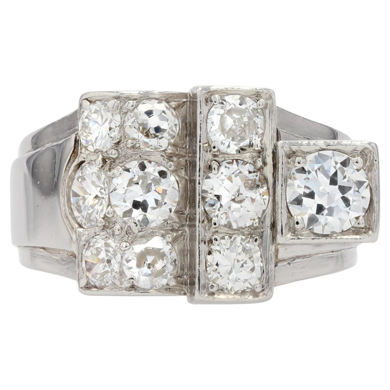 Anello con diamante e platino Art Deco degli anni
30