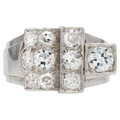 1930s Diamond Platinum Art Deco Signet Ring