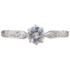 1930s Diamond Solitaire Ring with Diamond Set Shoulders in Platinum