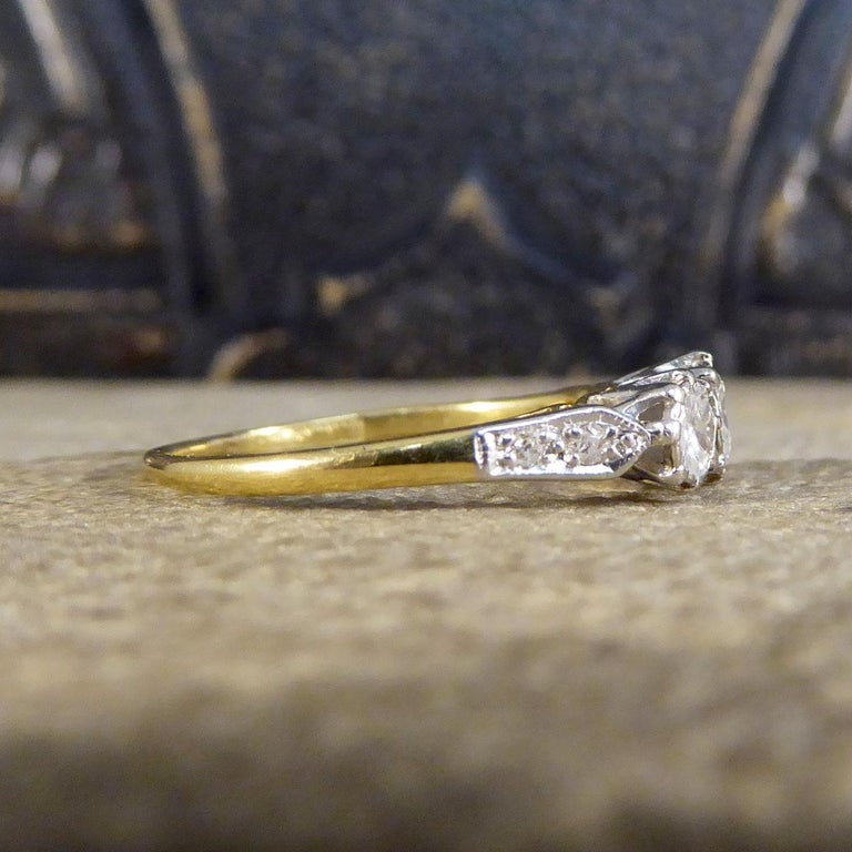 1930's Diamond Three Stone Ring with Diamond Set Shoulders in 18ct ...