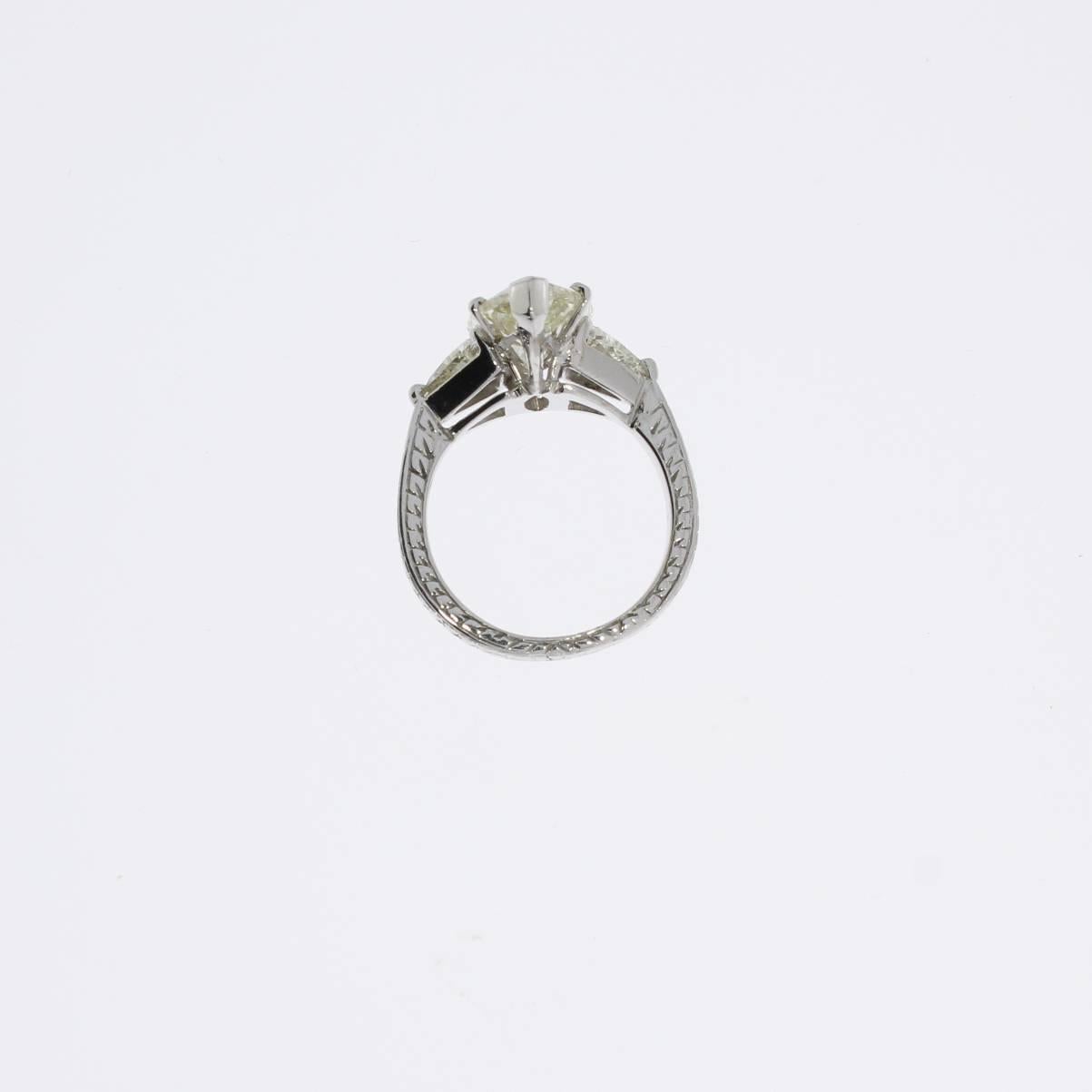 Marquise Cut 1930's Diamond White Gold Wedding Ring For Sale