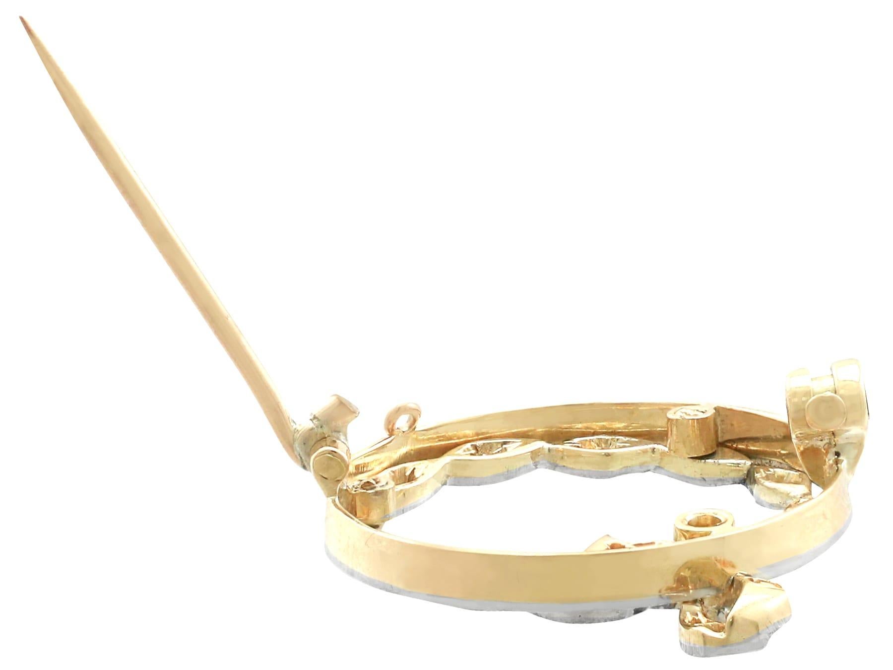 Women's 1930s Diamond Yellow Gold Platinum Set Bow Brooch For Sale