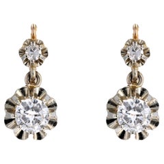 1930s Diamonds 18 Karat Rose White Gold Lever- Back Earrings