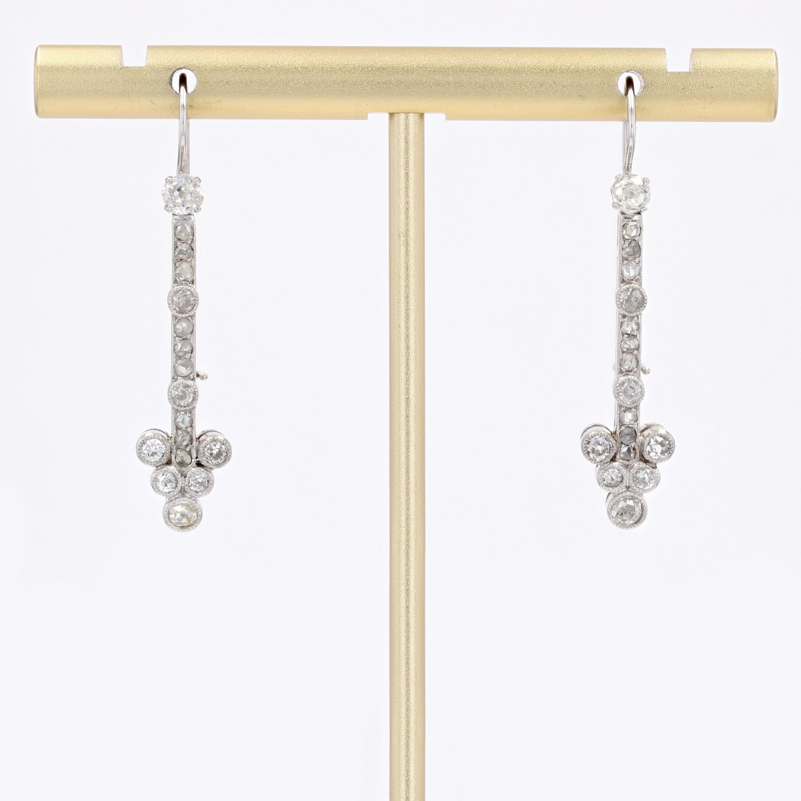 1930s Diamonds 18 Karat White Gold Dangle Earrings For Sale 3