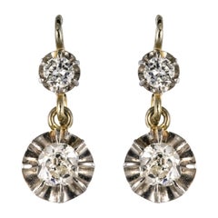 1930s Art Deco Diamonds 18 Karat White Gold Lever- Back Earrings