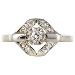 Vintage 1930s Diamonds 18 Karat White Gold Thin Ring
