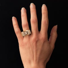 1930s Diamonds 18 Karat Yellow Gold Tank Style Ring