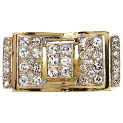 Vintage 1930s Diamonds 18 Karat Yellow Gold Tank Style Ring