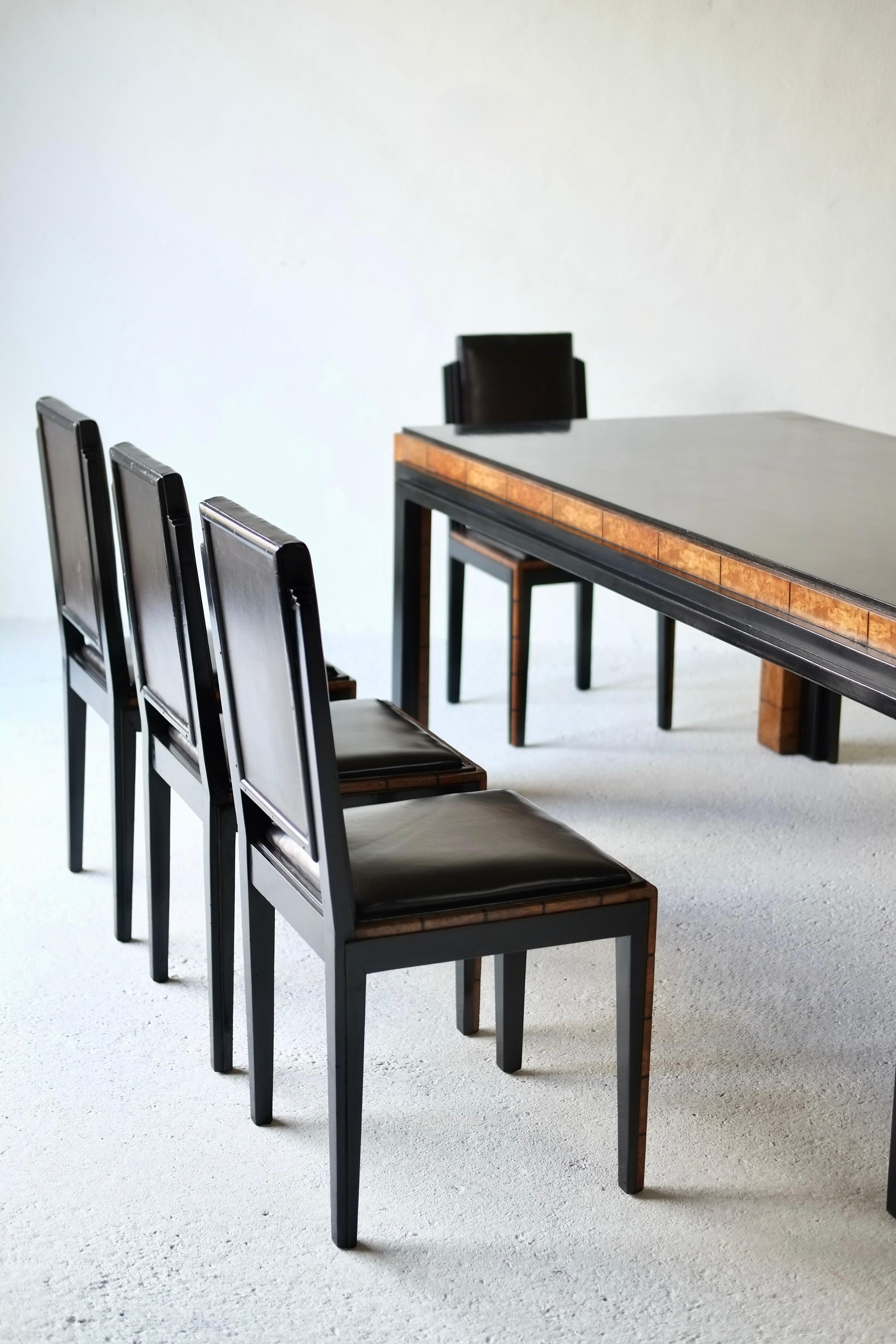 Bois Table et chaises de salle à manger des années 1930 par Gaetano Borsani pour Atelier di Varedo en vente