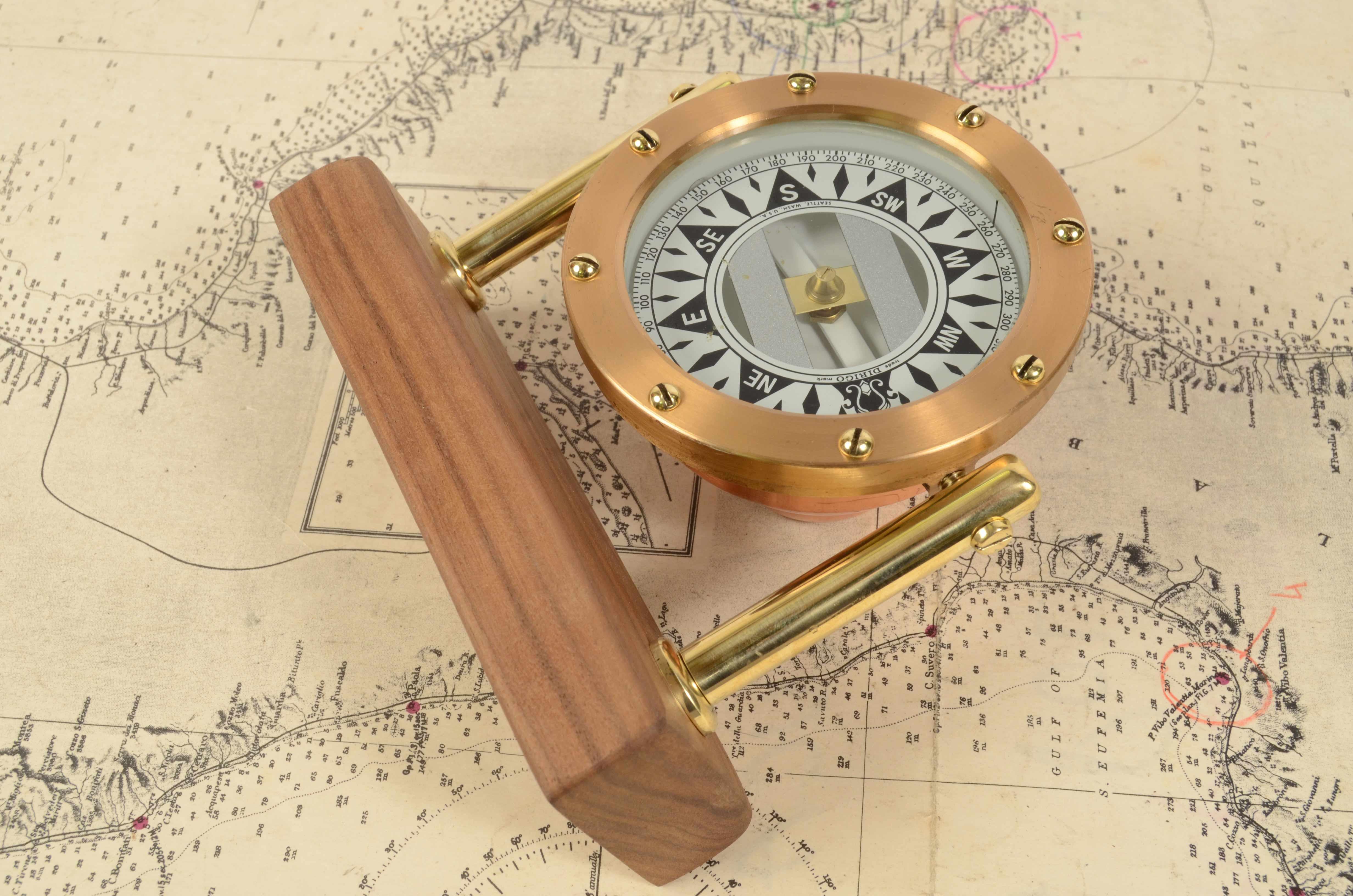 1930s Dirigo Seattle Brass Nautical Compass Antique Marine Navigation Instrument 10