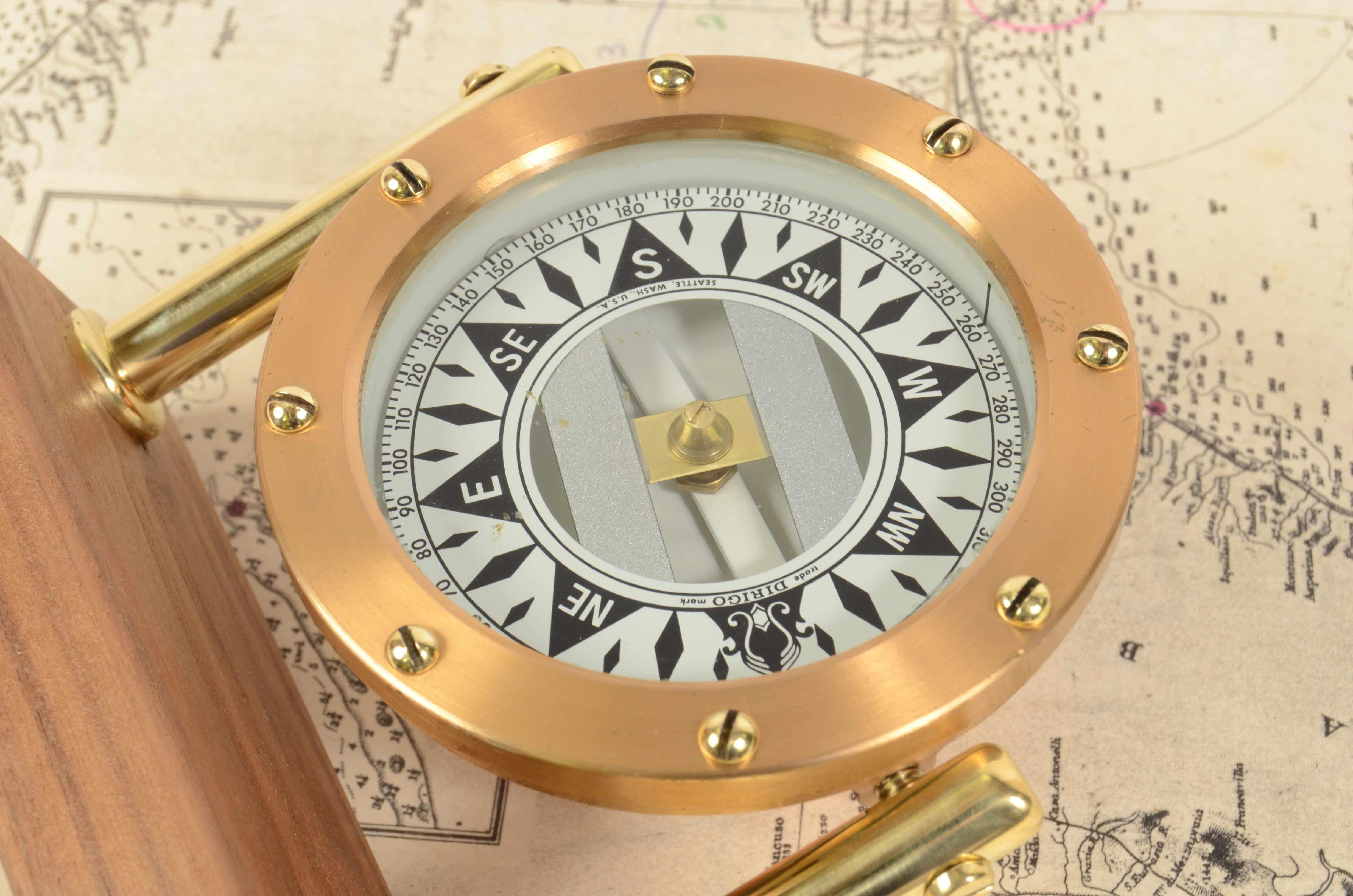 1930s Dirigo Seattle Brass Nautical Compass Antique Marine Navigation Instrument 11