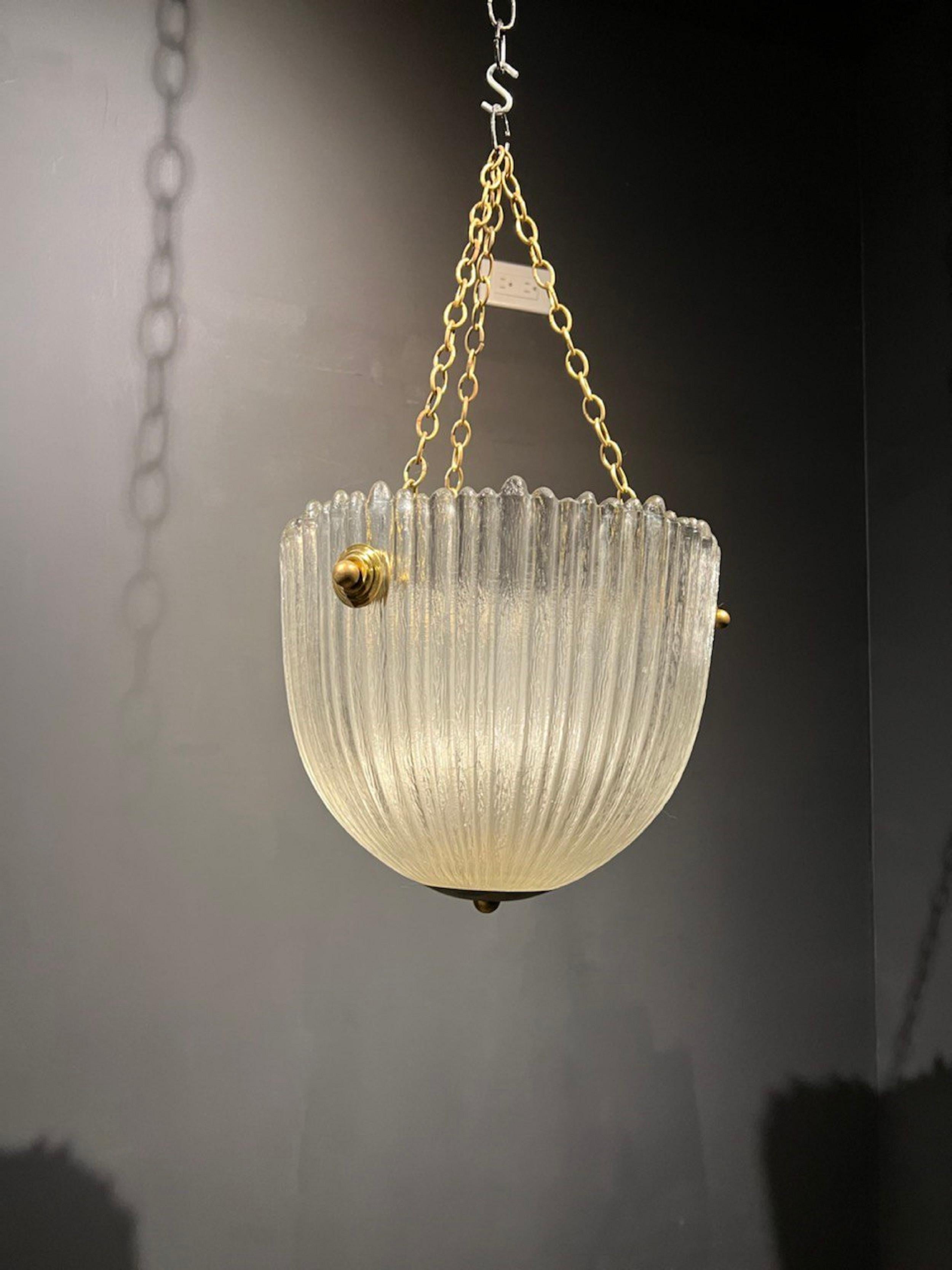 Mid-20th Century 1930s Domed French Molded Glass Light Fixture For Sale