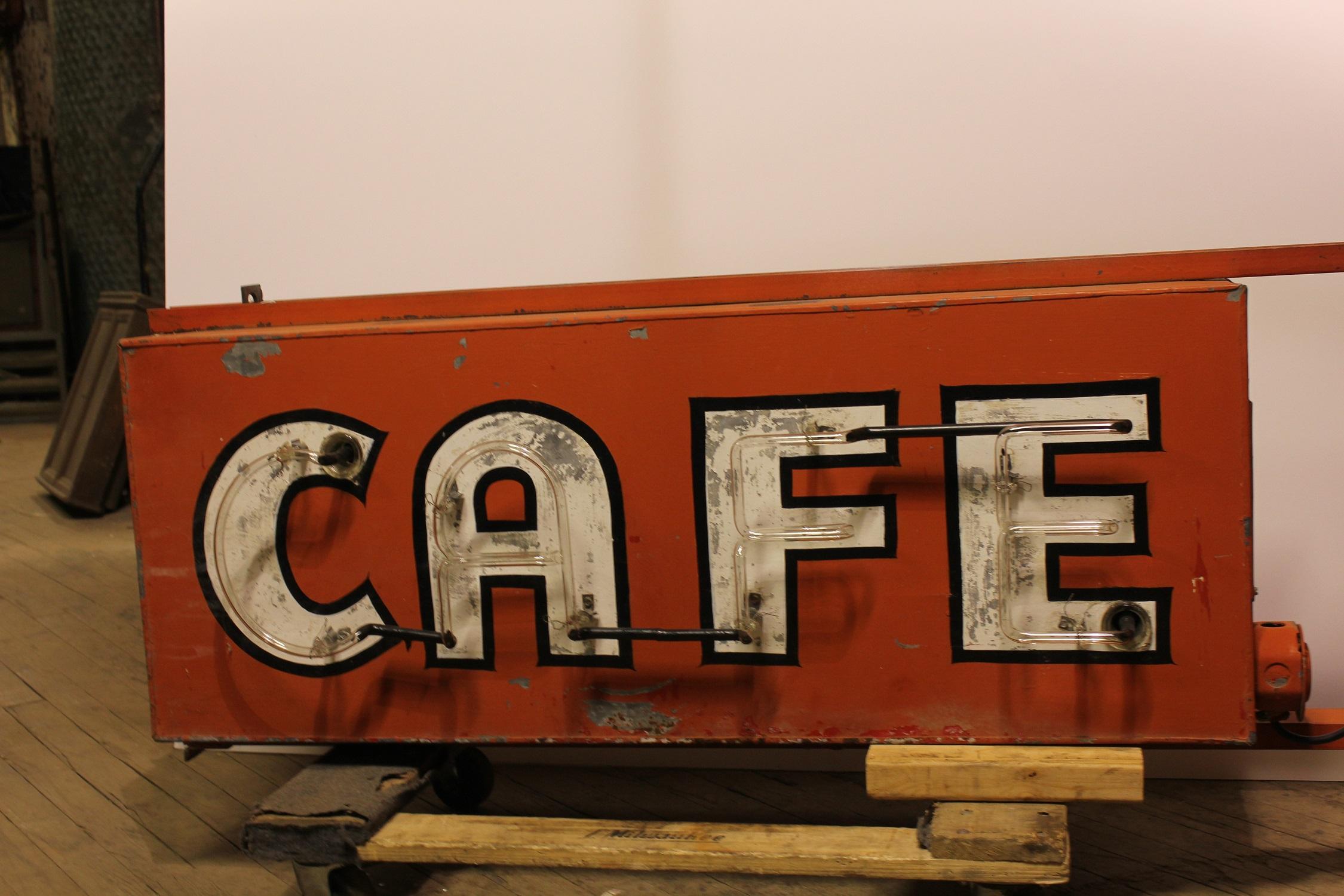 1930s Double Sided Neon Sign CAFE In Good Condition For Sale In Chicago, IL