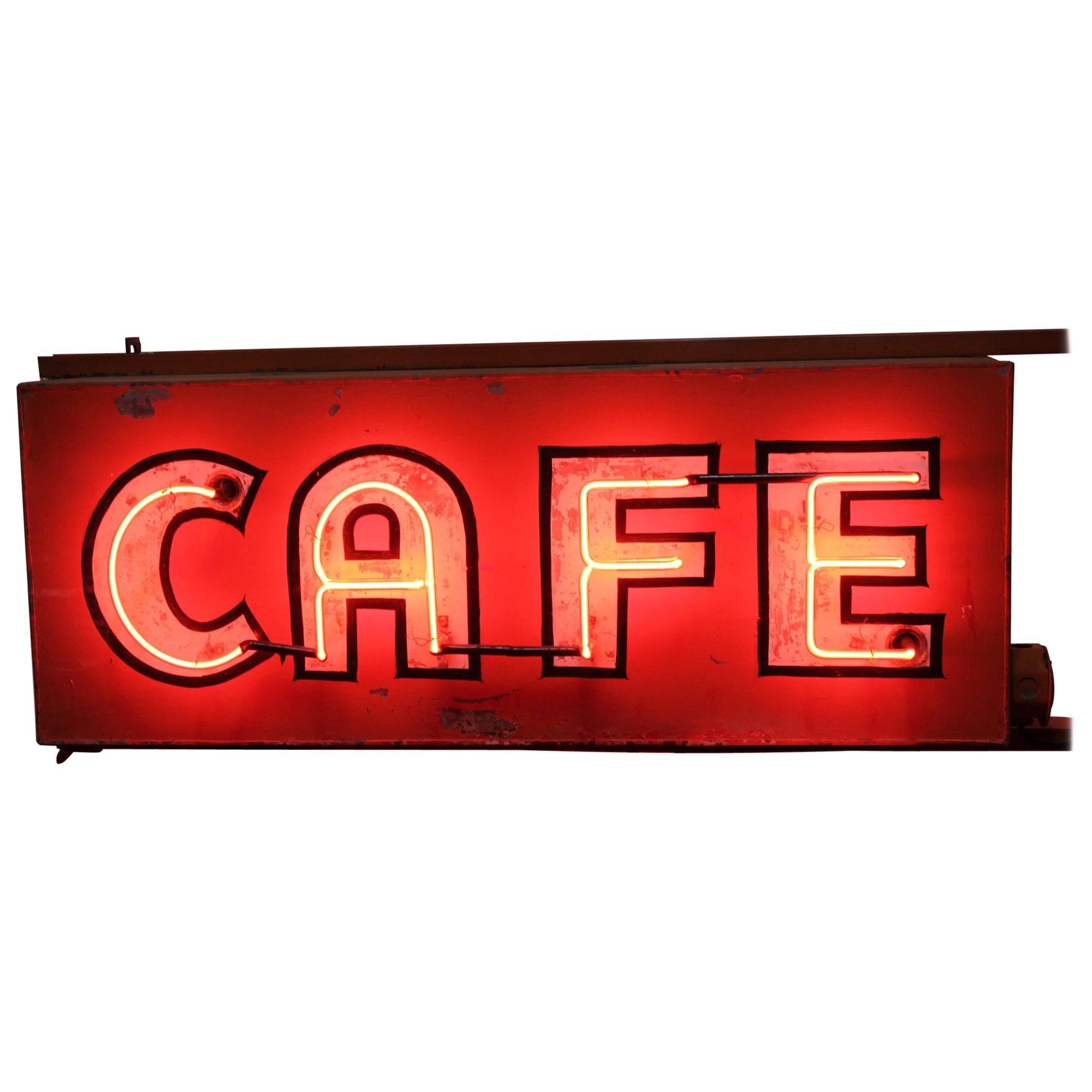 1930s Double Sided Neon Sign CAFE For Sale