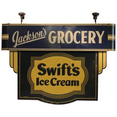 Vintage 1930s Double Sided Swift's Ice Cream Sign