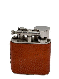 1930s Dunhill "Globetrotter" Crocodile Leather Wrapped Sports Lift Arm Lighter
