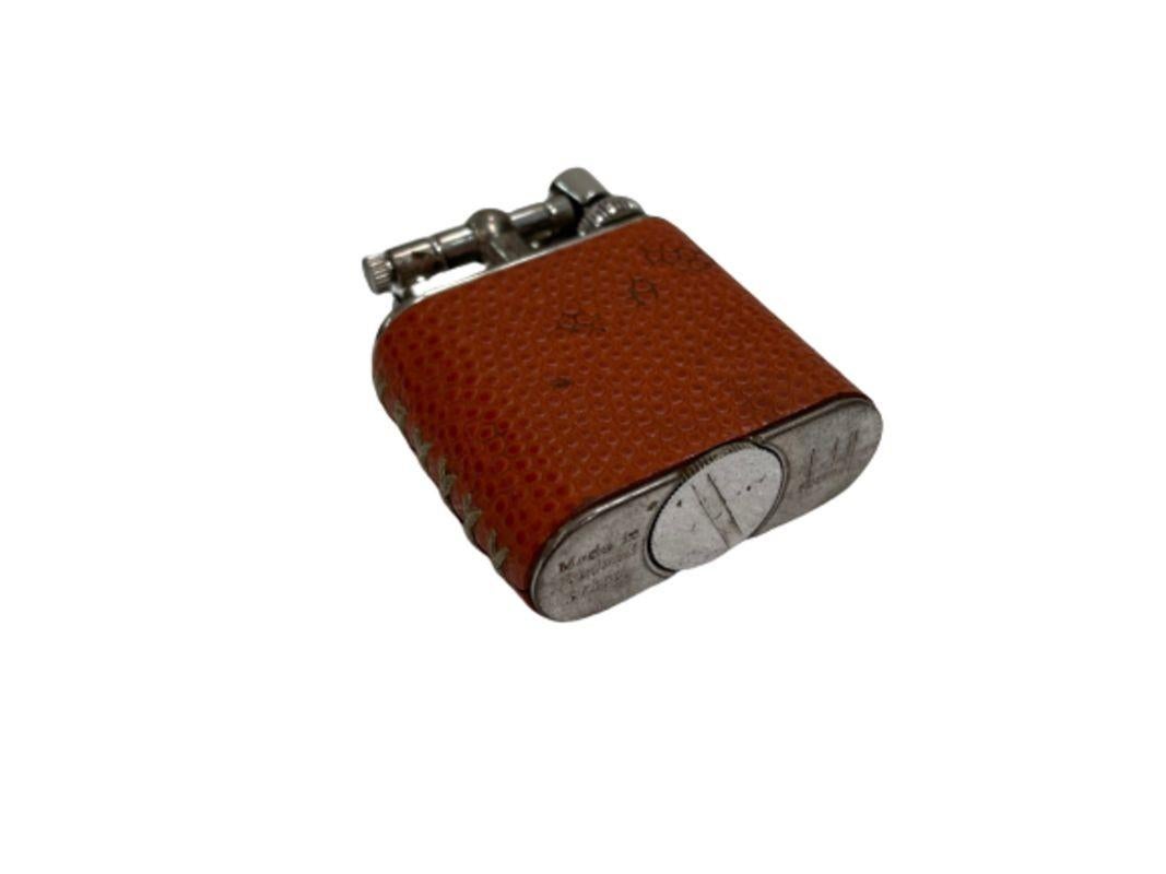 Mid-20th Century 1930s Dunhill Globetrotter Leather Wrapped Sports Lift Arm Lighter For Sale