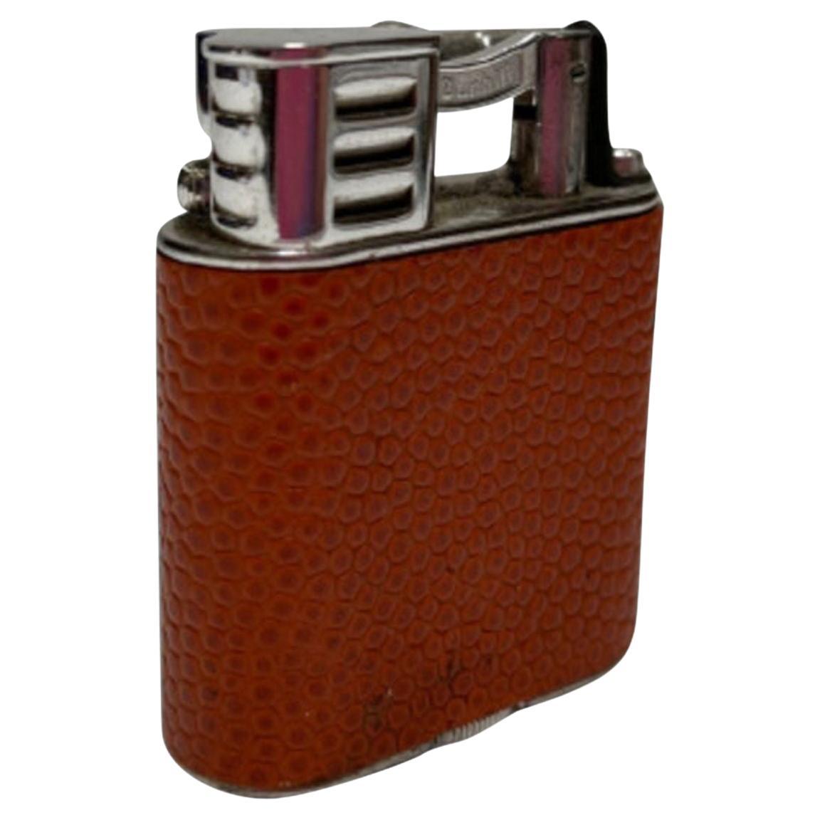 1930s Dunhill Globetrotter Leather Wrapped Sports Lift Arm Lighter For Sale