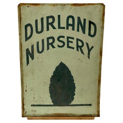 1930er Durland Nursery handgemaltes doppelseitiges Schild