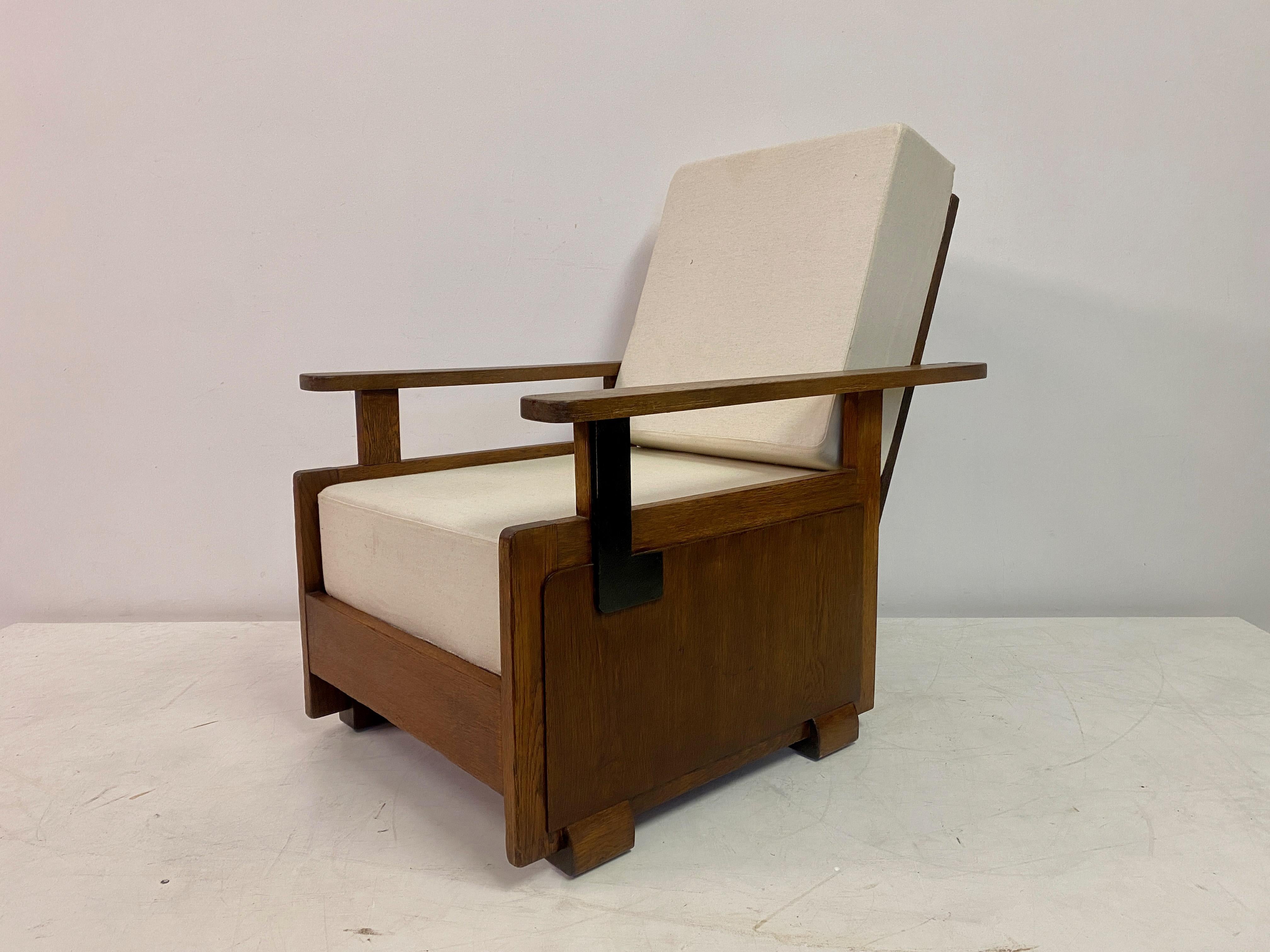 Oak 1930S Dutch Amsterdam School Armchair For Sale