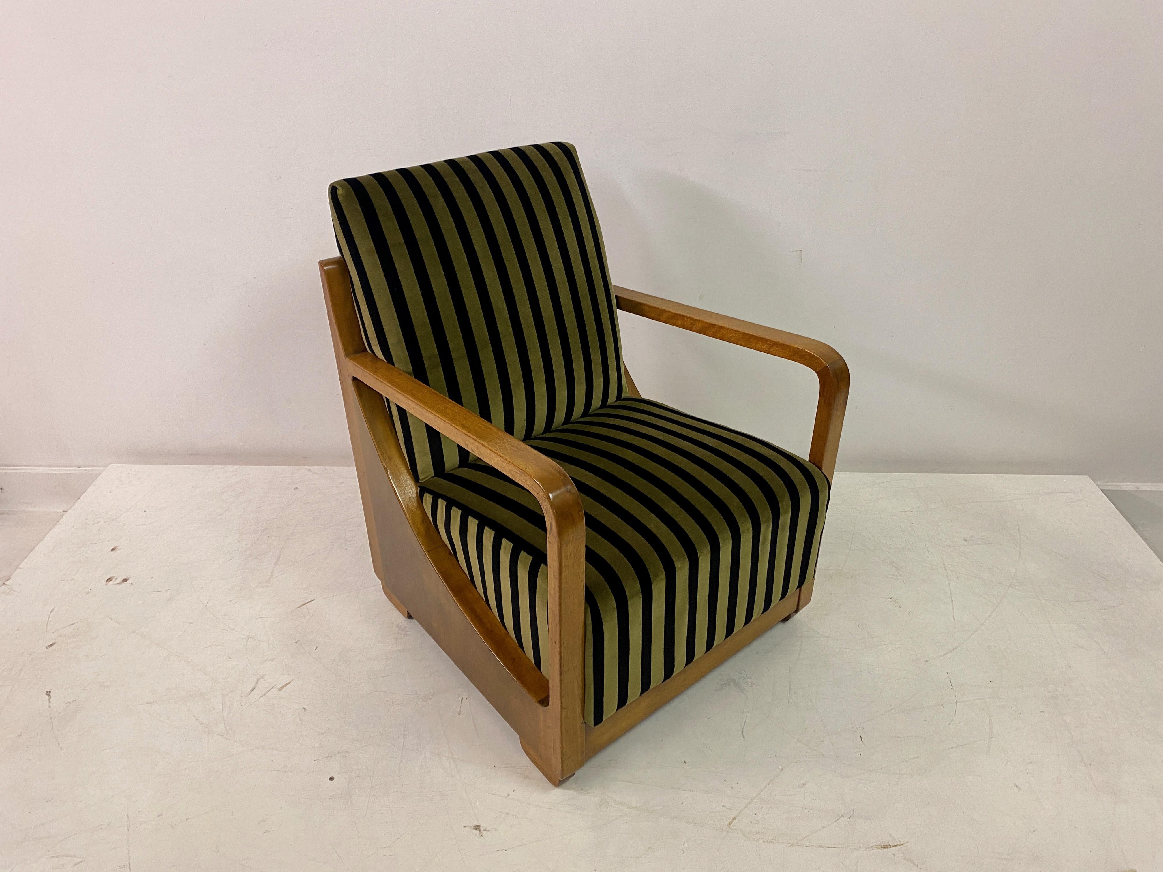1930S Dutch Armchair In Striped Velvet For Sale 5