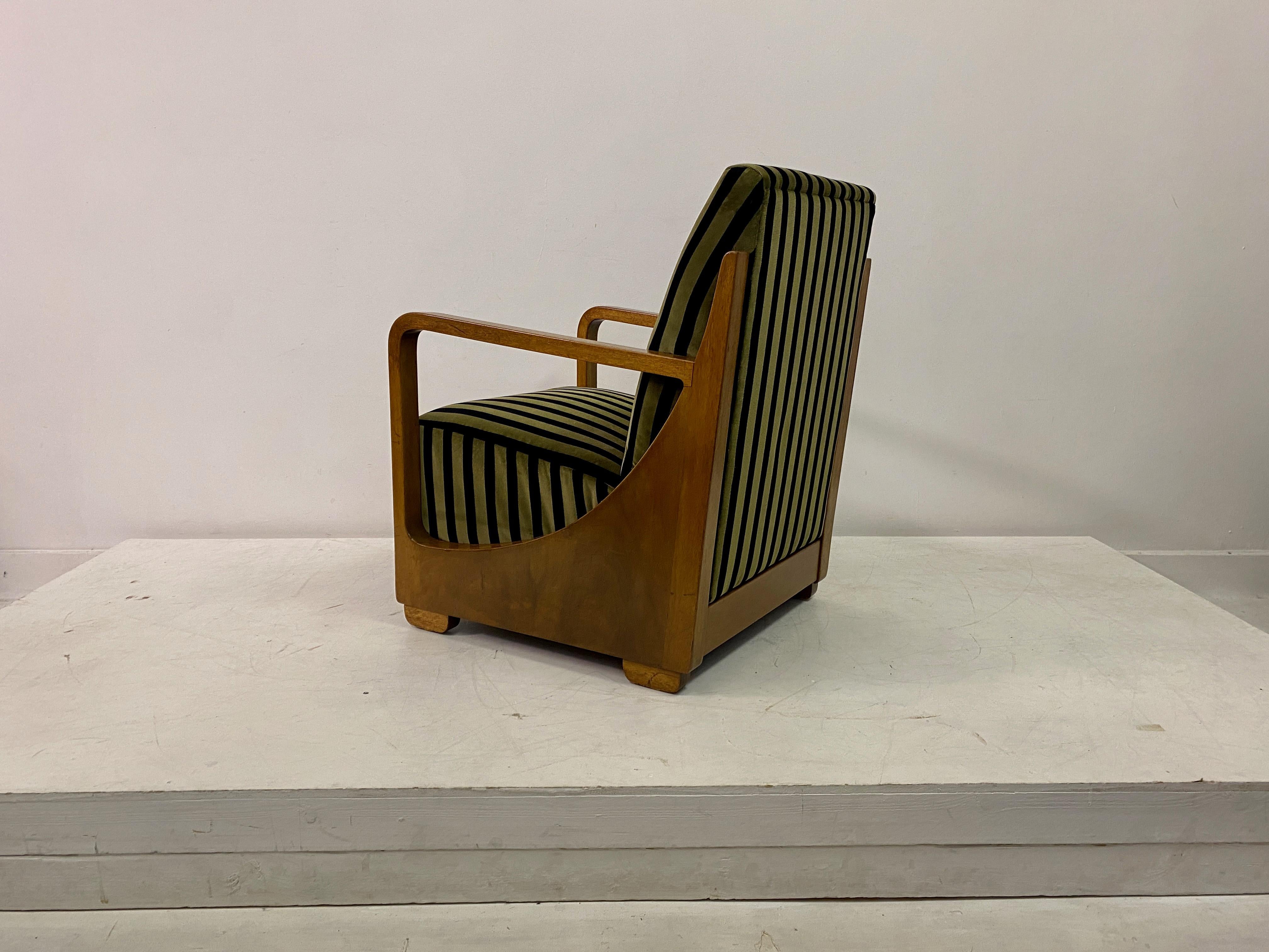 1930S Dutch Armchair In Striped Velvet For Sale 11