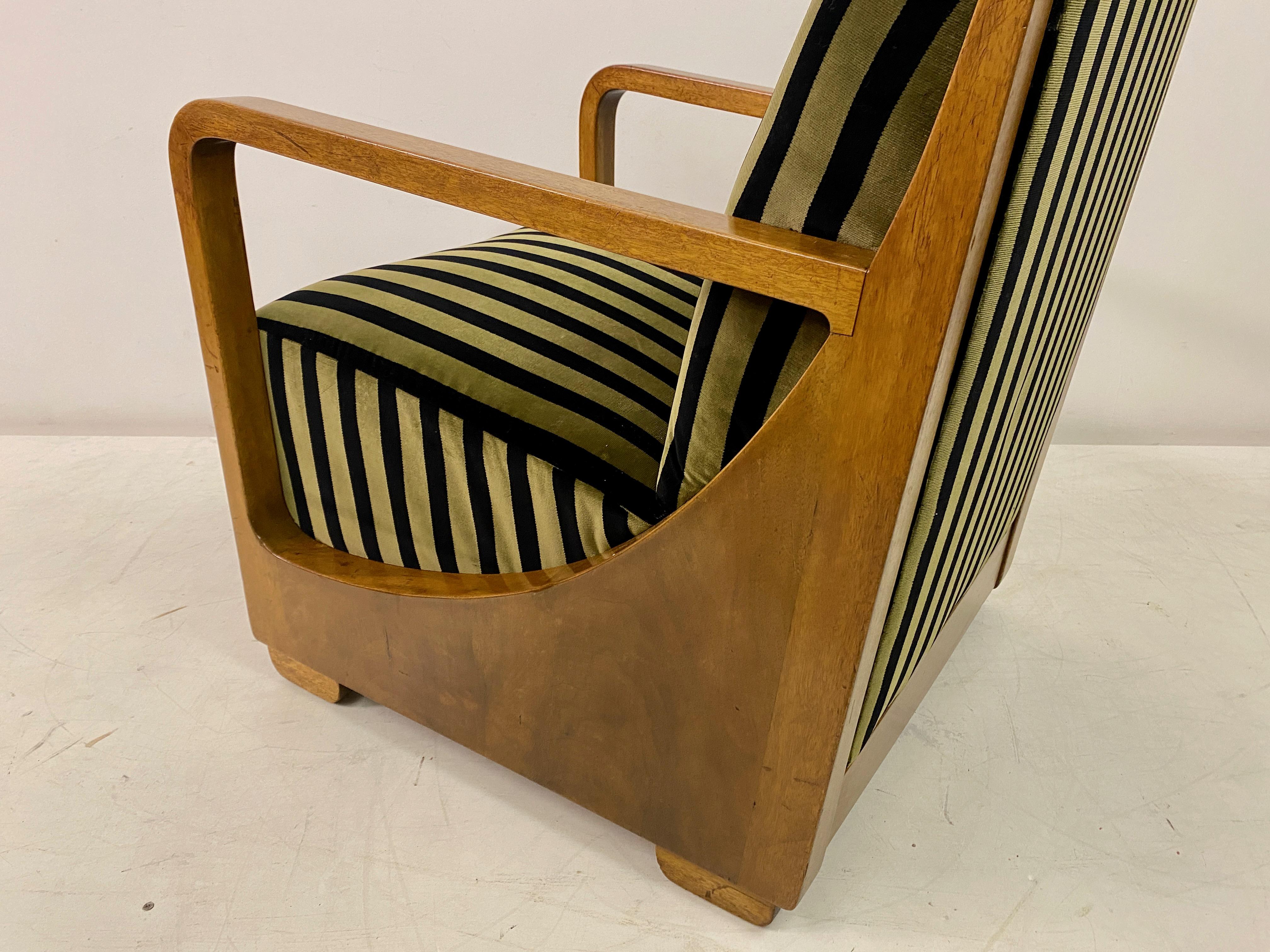 1930S Dutch Armchair In Striped Velvet For Sale 12
