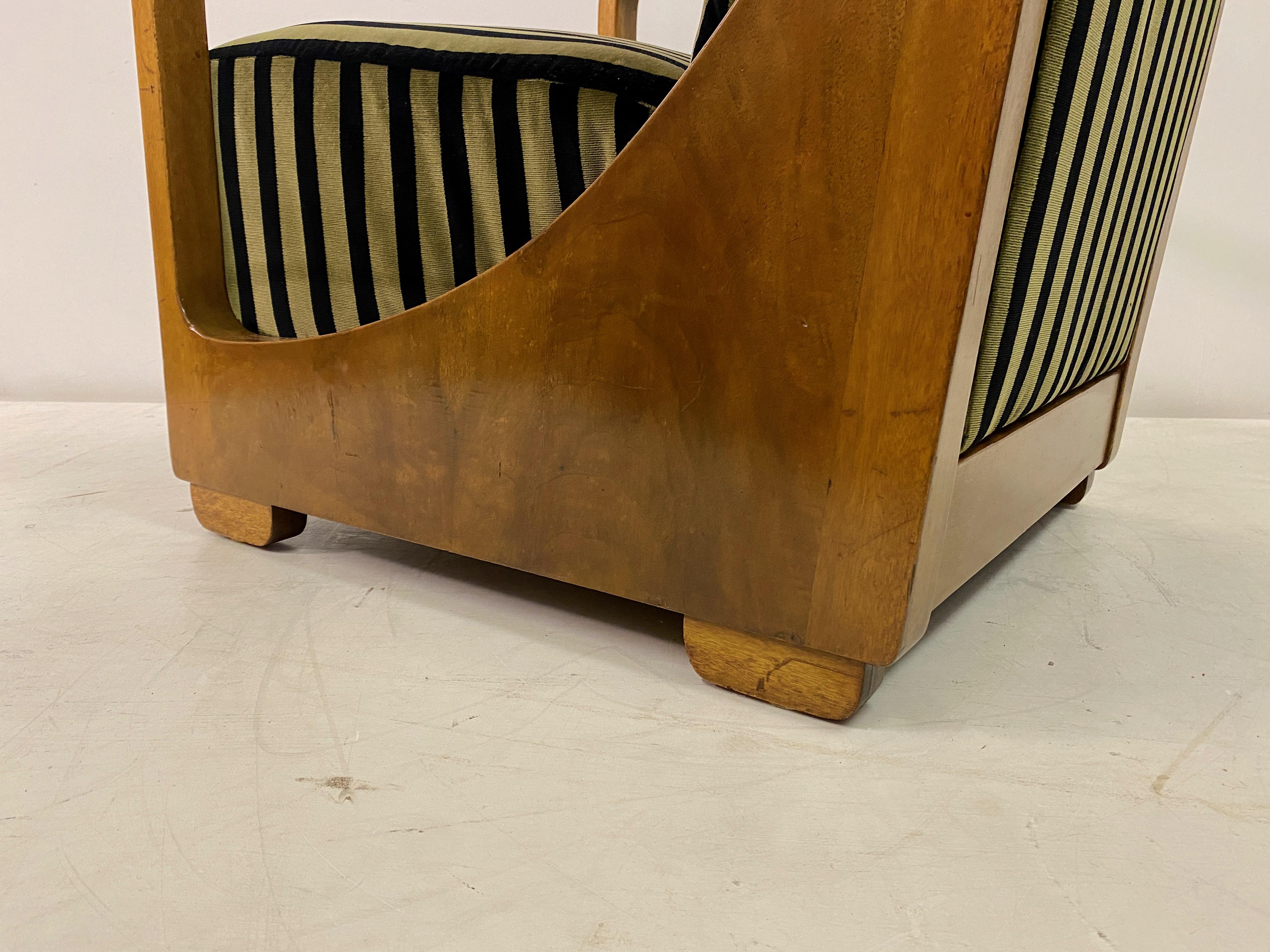 1930S Dutch Armchair In Striped Velvet 13