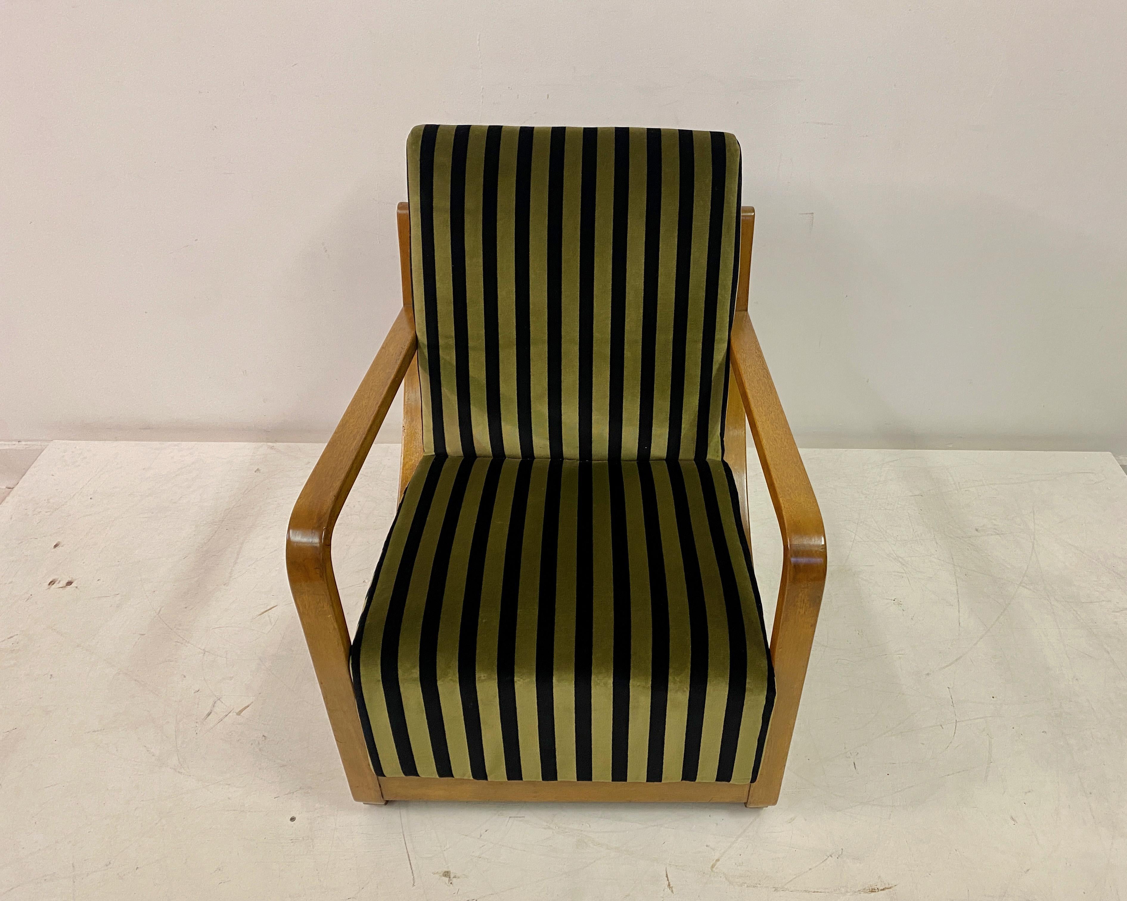 1930S Dutch Armchair In Striped Velvet For Sale 14