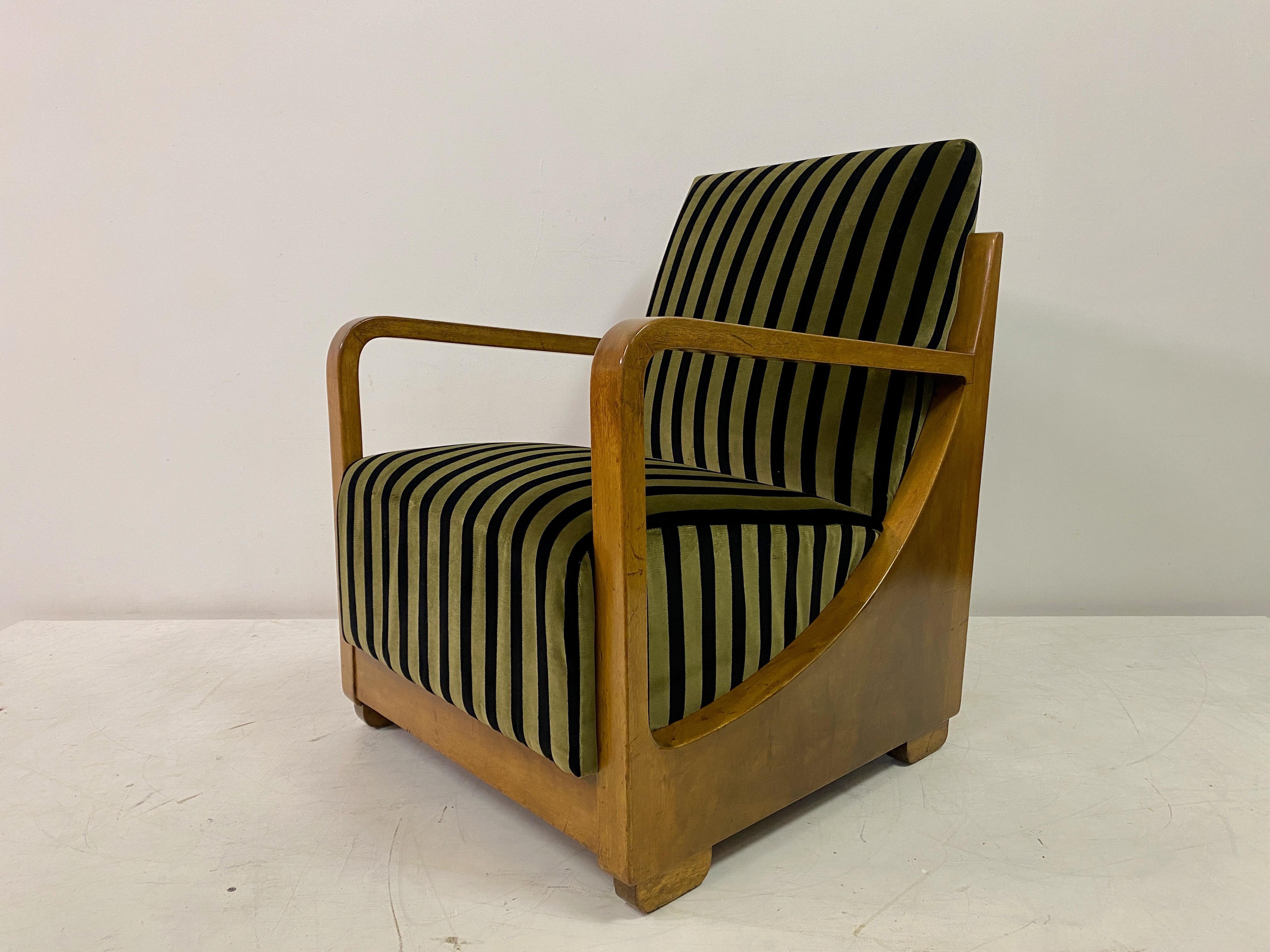 1930S Dutch Armchair In Striped Velvet For Sale 15