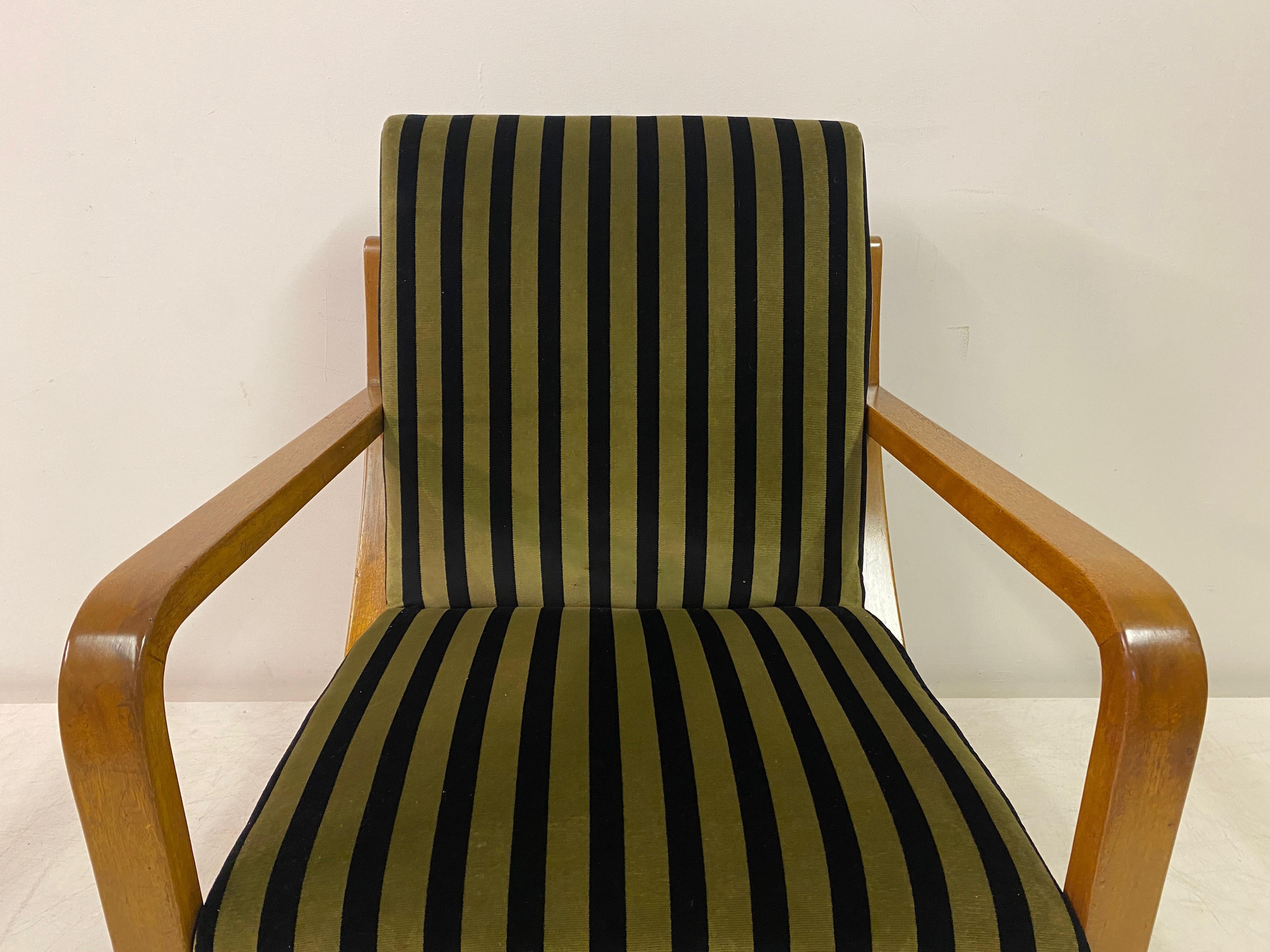 20th Century 1930S Dutch Armchair In Striped Velvet For Sale