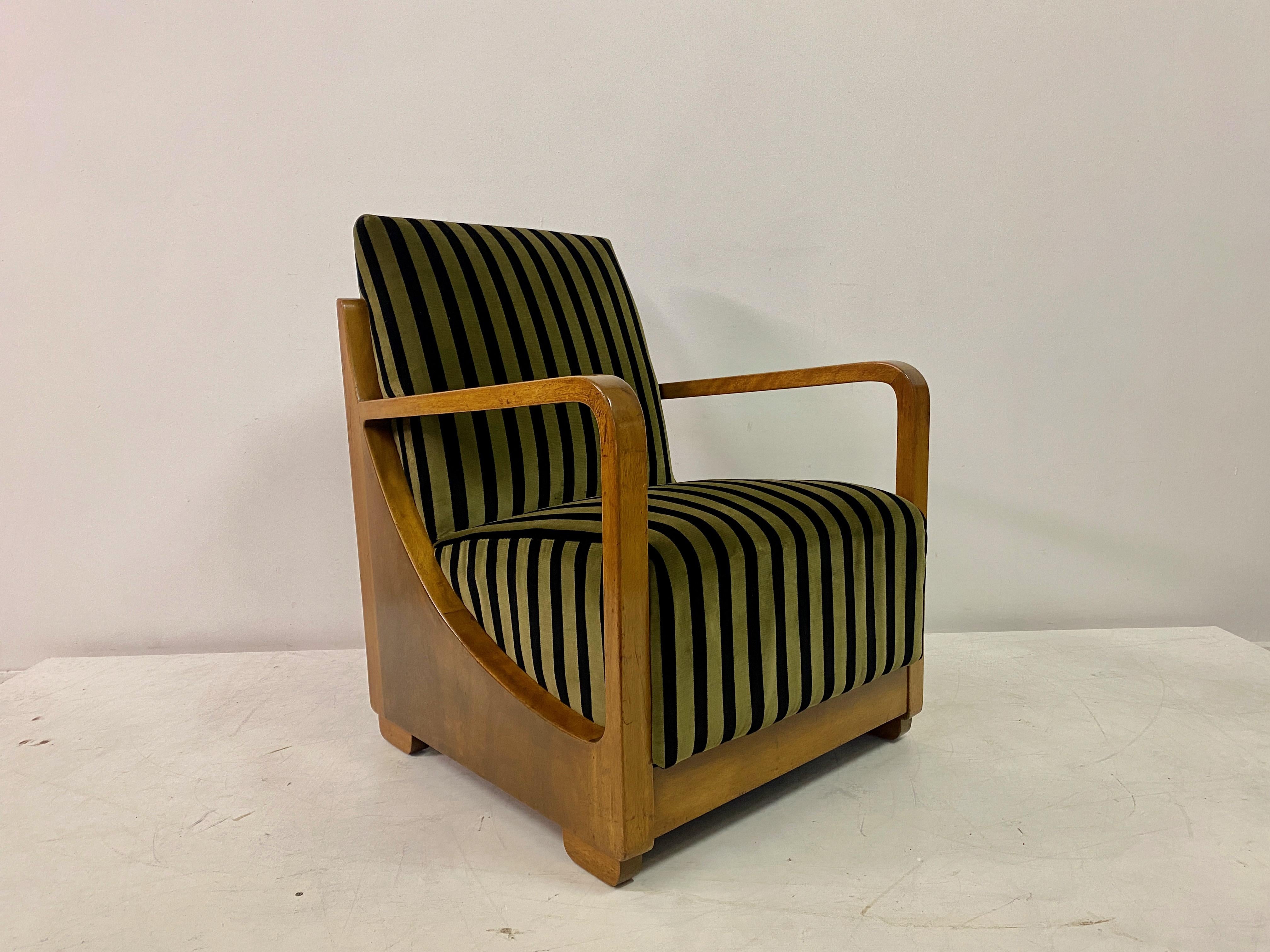 1930S Dutch Armchair In Striped Velvet For Sale 2