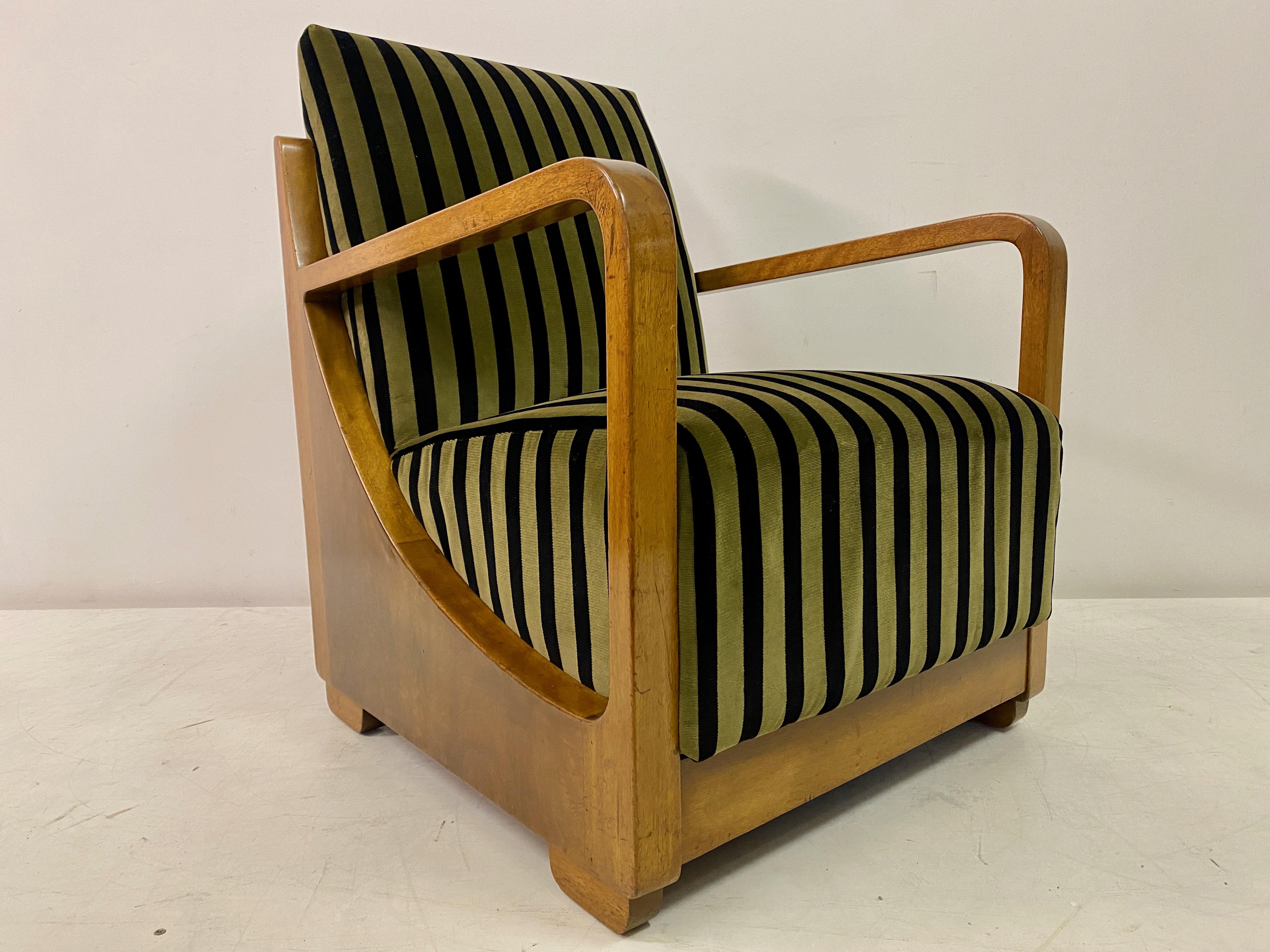 1930S Dutch Armchair In Striped Velvet For Sale 4