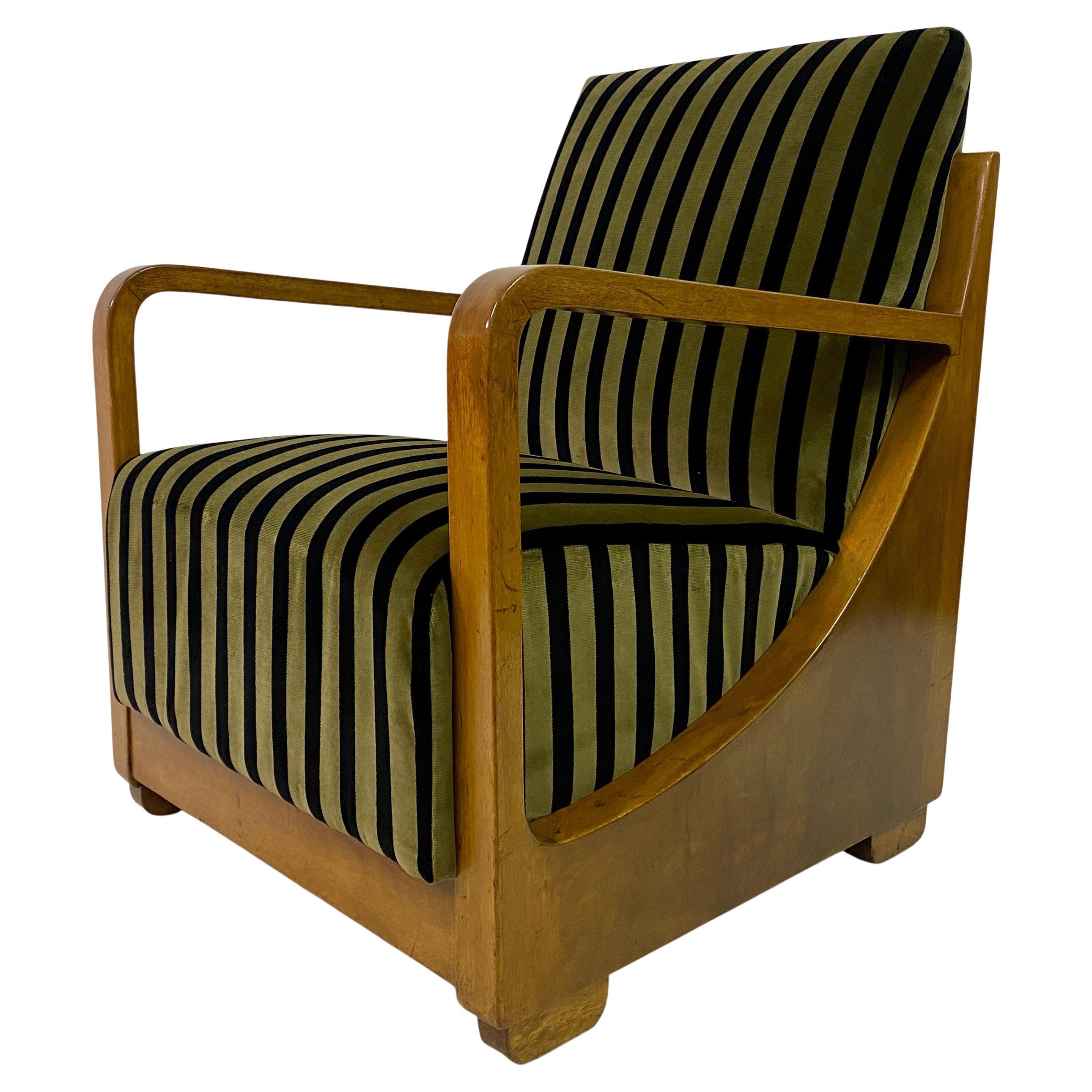 1930S Dutch Armchair In Striped Velvet For Sale