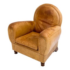 1930s Dutch Art Deco Leather Lounge Chair