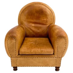 1930s Dutch Art Deco Leather Lounge Chair