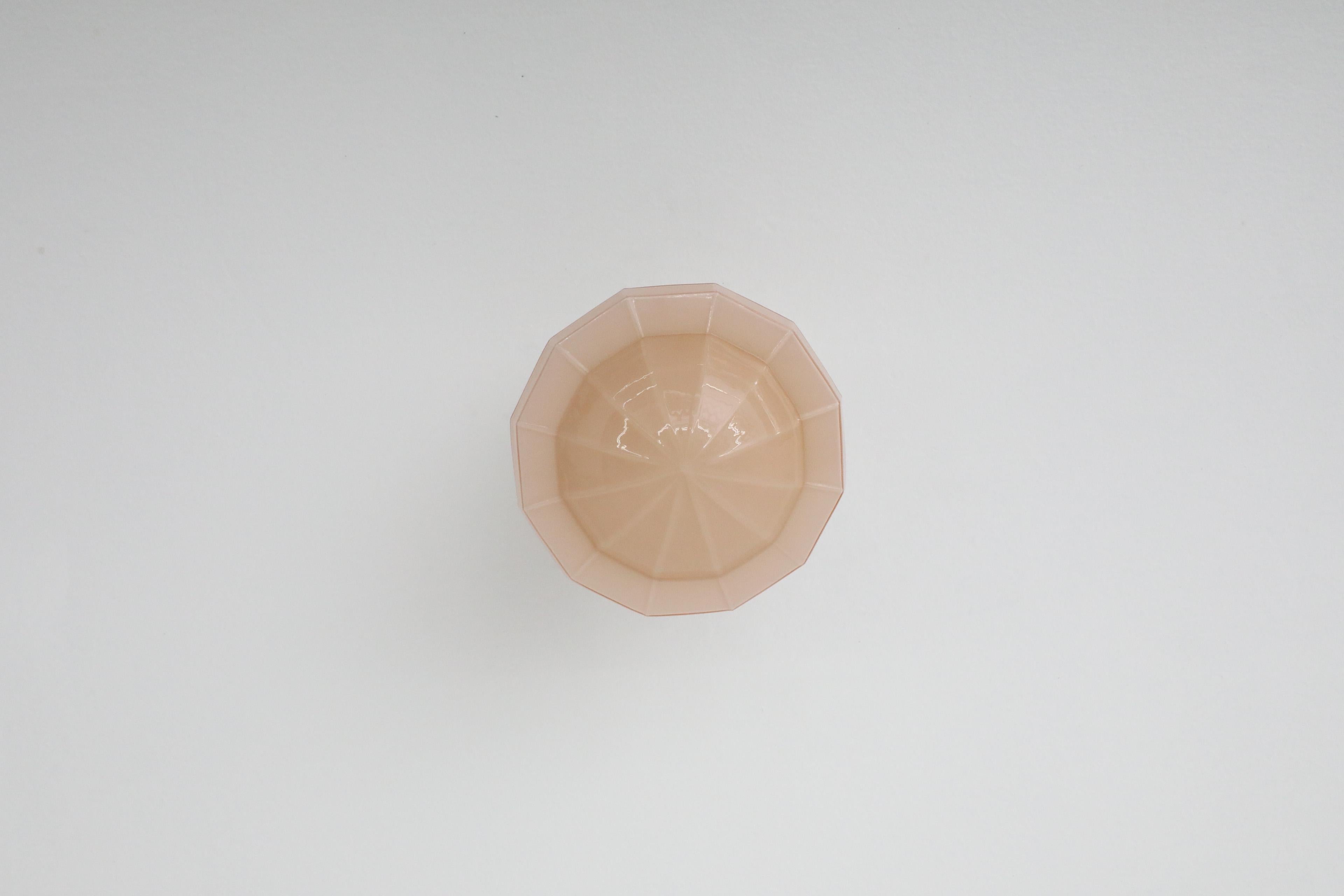 1930s Dutch Art Deco Pale Pink Mold Blown Glass Sconce By Thabur 1