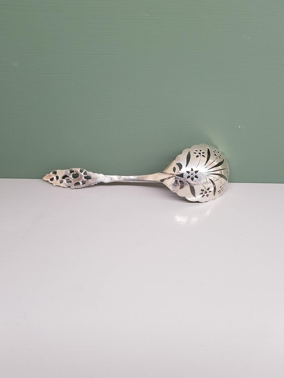 Mid-20th Century 1930s Dutch Solid Silver Sugar Spoon, Dated 1937 For Sale