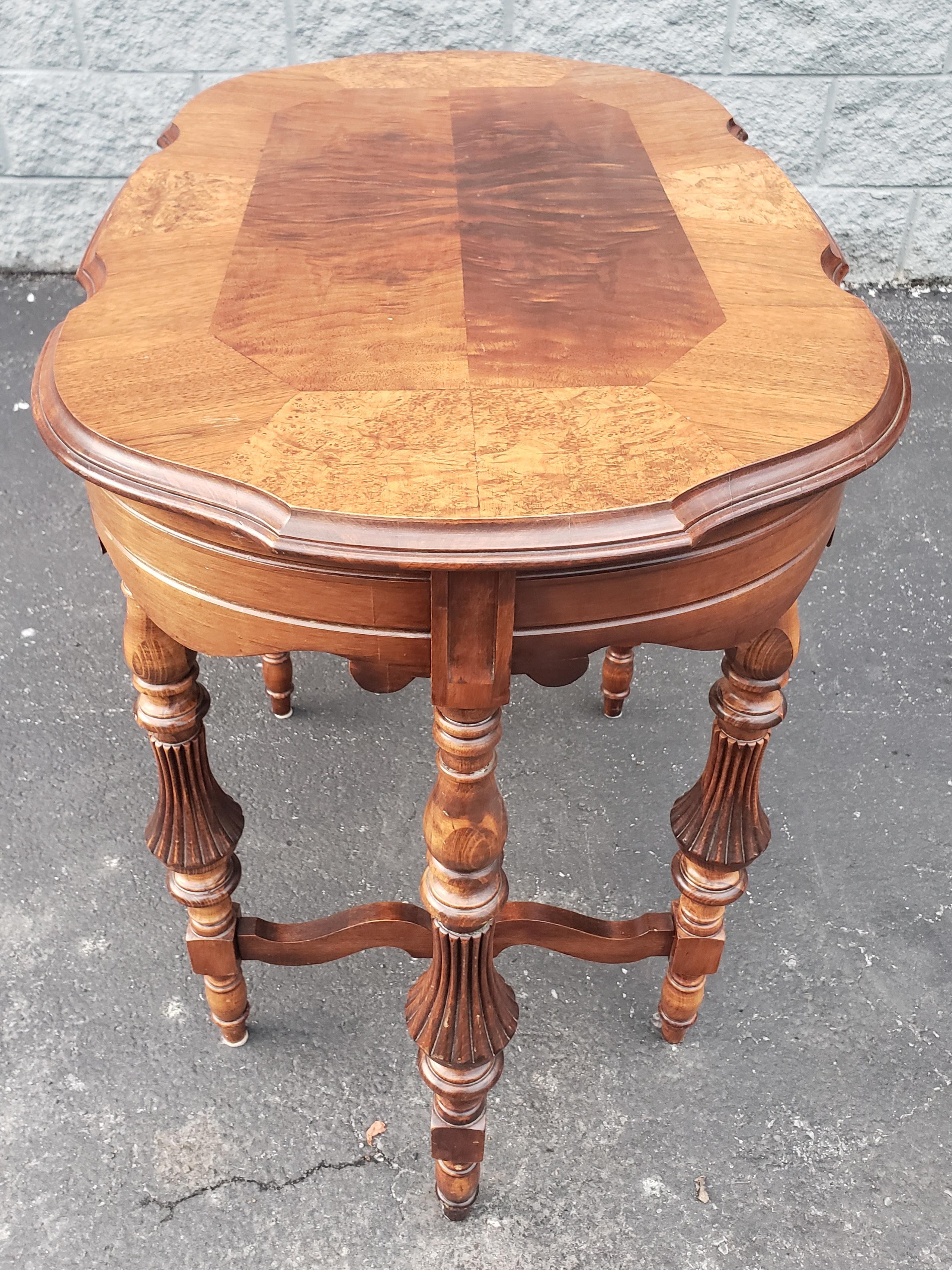 Woodwork 1930s Edwardian Refinished  Mahogany and Burl Walnut Banded Top Console Table For Sale