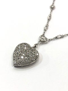 1930s Edwardian Style Diamond Set Heart Necklace