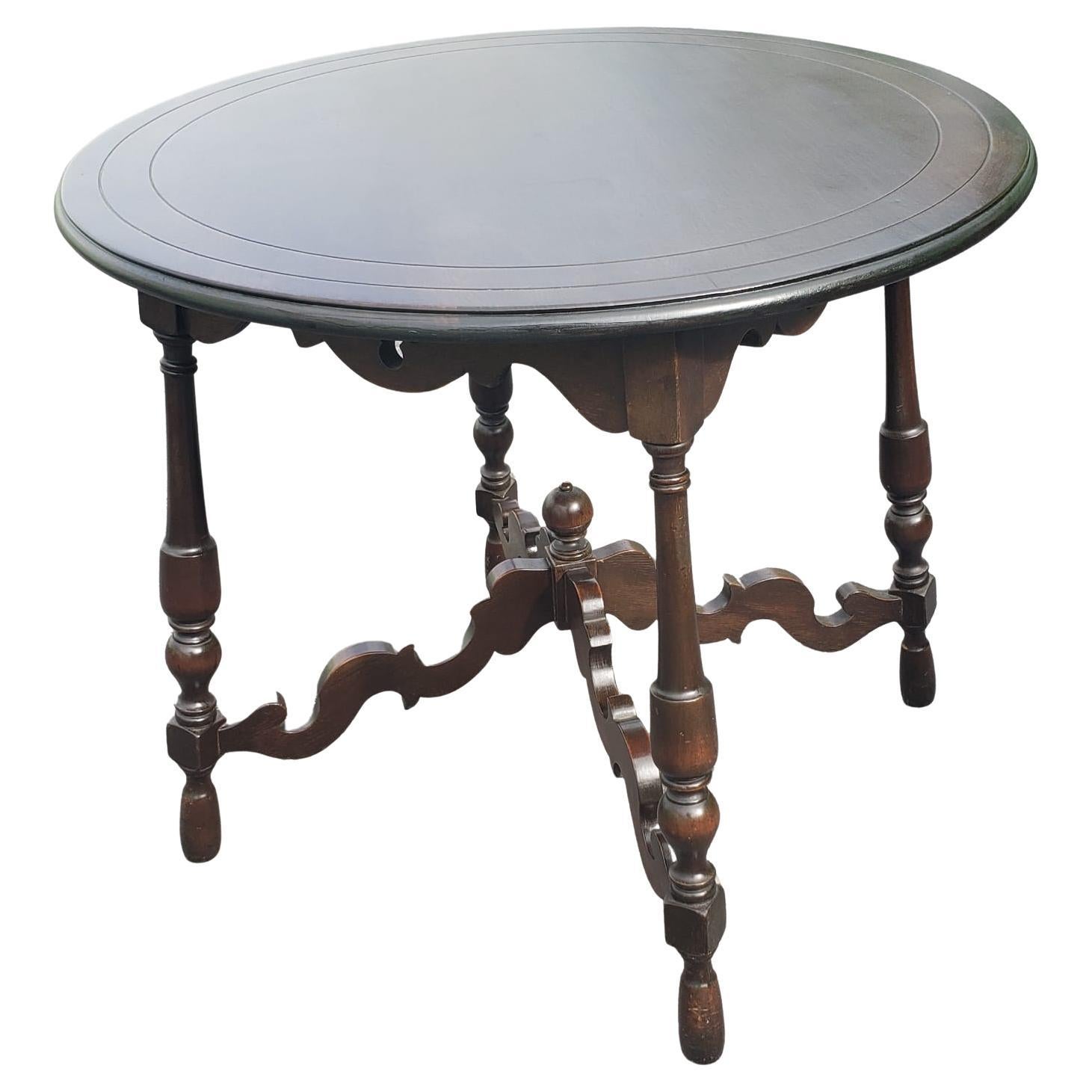 American 1930s Edwardian Walnut Center Table or Tea Table For Sale