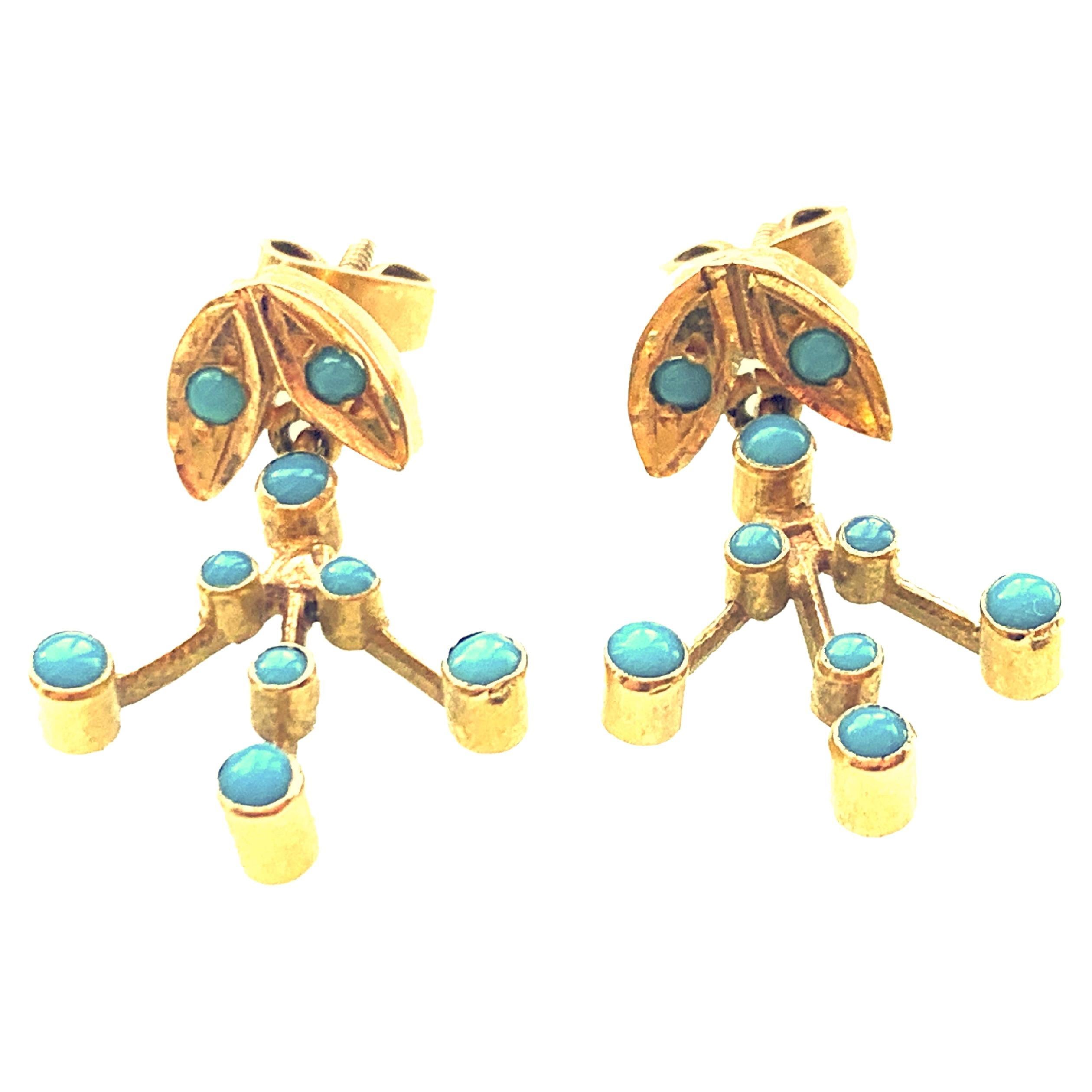 Boucles d'oreilles en or 18 carats de style égyptien des années 1930