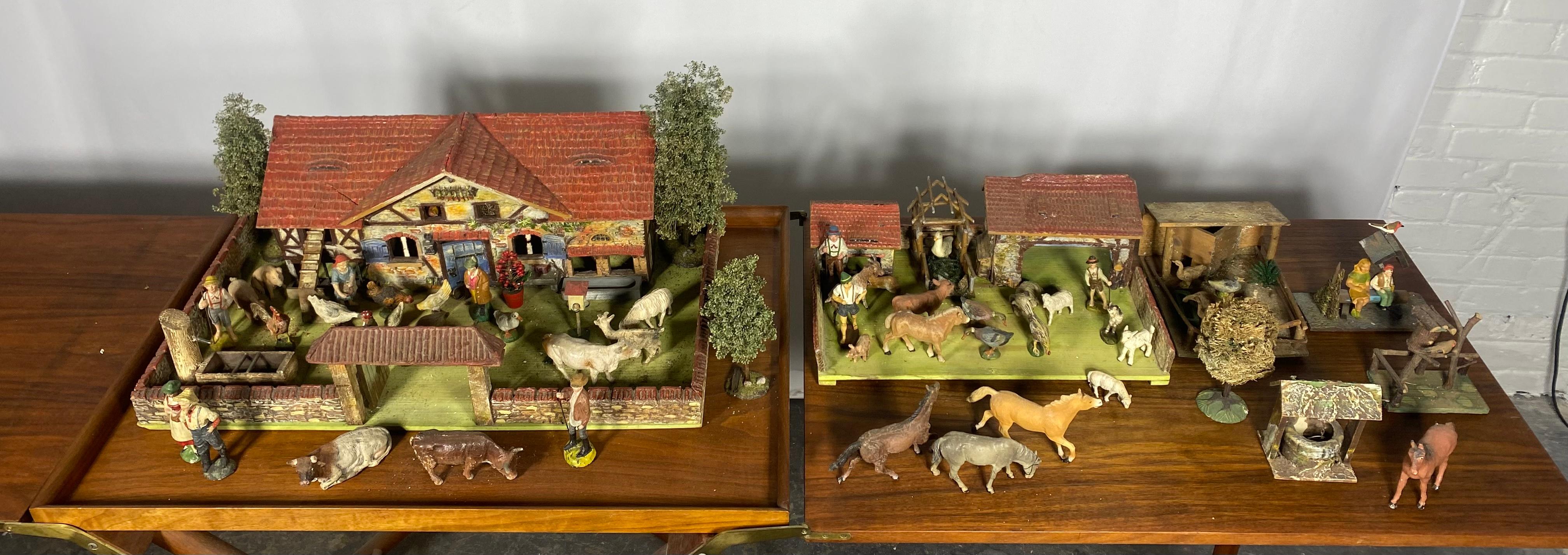 Elastolin Farm / Yard. 65 Teile, 1930er Jahre. O&M Hausser.. Antikes Spielzeug, hergestellt in Deutschland (Land) im Angebot